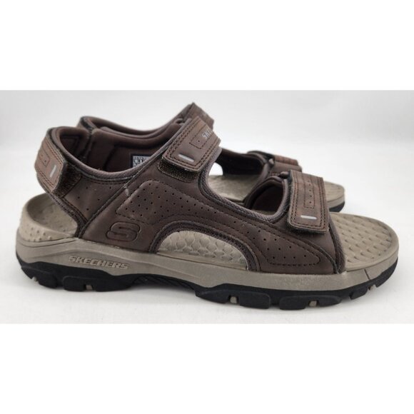 Skechers Size 10 Tresmen Garo Chocolate Sandals Relaxed Fir Luxe Foam 204105 - Picture 5 of 10